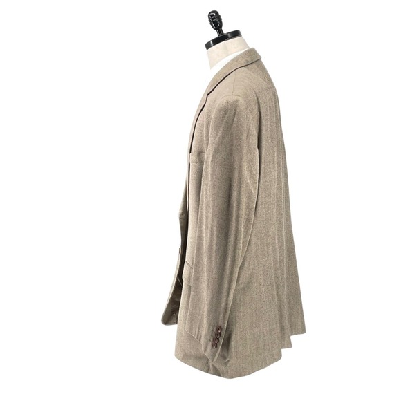 Ralph Lauren Dillard's Herringbone Silk Blazer 52R Light Brown Men's Sport Coat - Picture 2 of 13